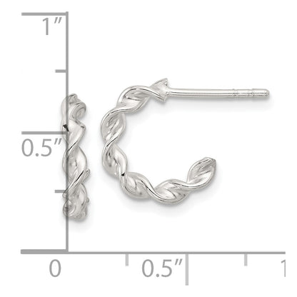 Sterling Silver E-Coated Twisted Post Hoop Earrings
