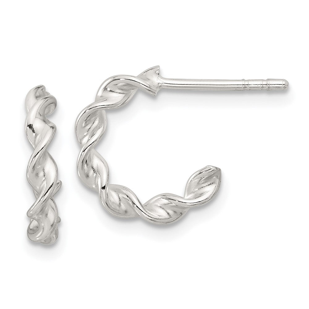Sterling Silver E-Coated Twisted Post Hoop Earrings