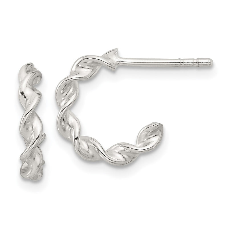 Sterling Silver E-Coated Twisted Post Hoop Earrings