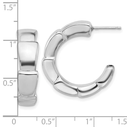 Sterling Silver Rhodium-Plated Polished Hoop Post Earrings