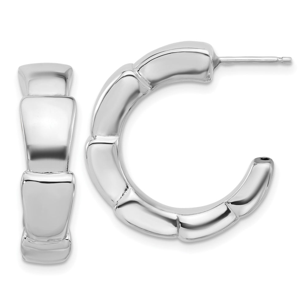 Sterling Silver Rhodium-Plated Polished Hoop Post Earrings