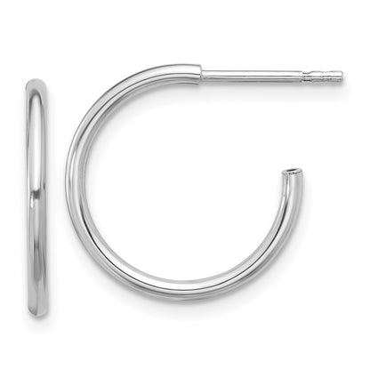 Sterling Silver Rhodium-Plated Polished Hollow Tube C-Hoop Earrings