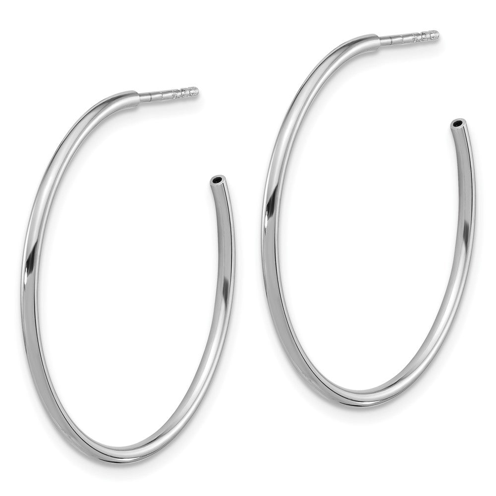 Sterling Silver Rhodium-Plated Polished Hollow Tube C-Hoop Earrings