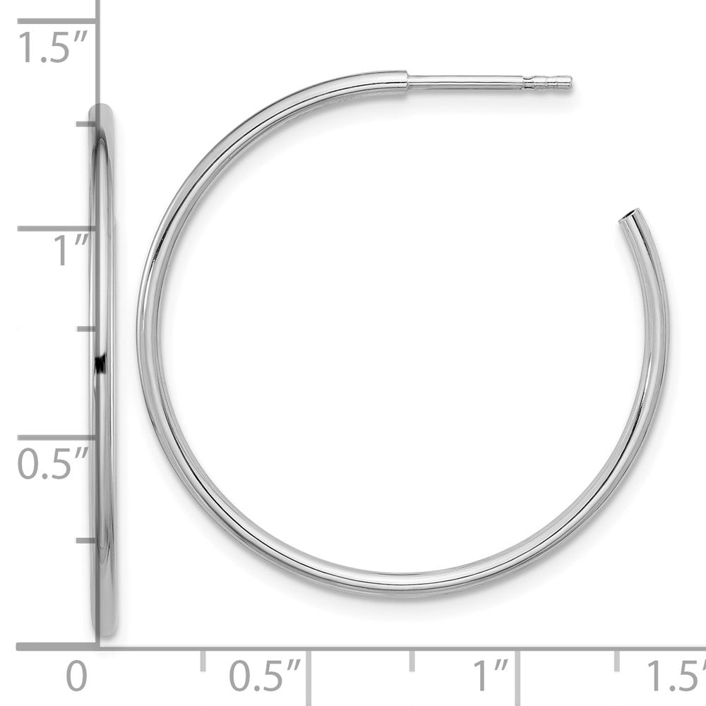 Sterling Silver Rhodium-Plated Polished Hollow Tube C-Hoop Earrings