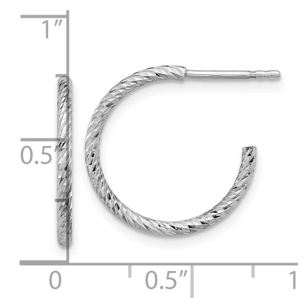 Sterling Silver Rhodium-Plated D/c Hollow Tube C-Hoop Earrings