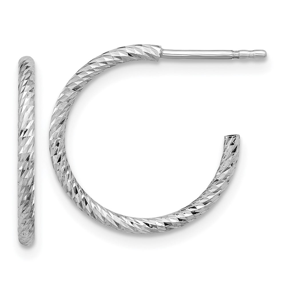 Sterling Silver Rhodium-Plated D/c Hollow Tube C-Hoop Earrings