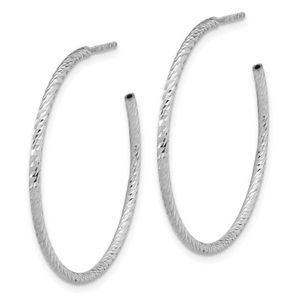 Sterling Silver Rhodium-Plated D/c Hollow Tube C-Hoop Earrings
