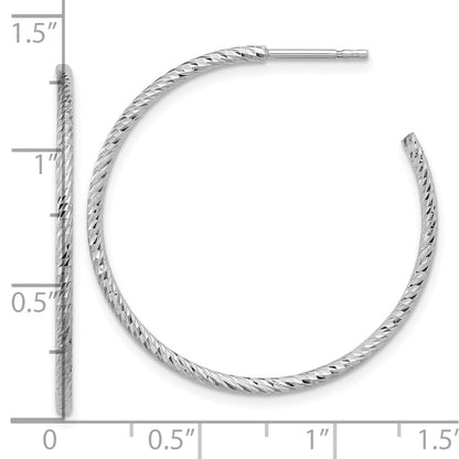 Sterling Silver Rhodium-Plated D/c Hollow Tube C-Hoop Earrings