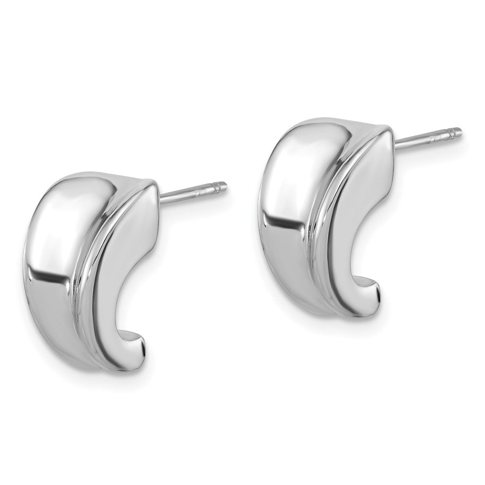 Sterling Silver Rhodium-Plated Polished Graduating J-Hoop Post Earrings