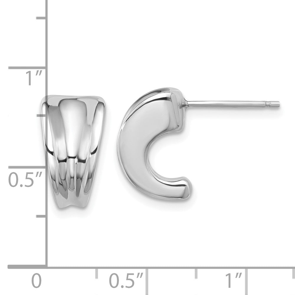 Sterling Silver Rhodium-Plated Polished Graduating J-Hoop Post Earrings