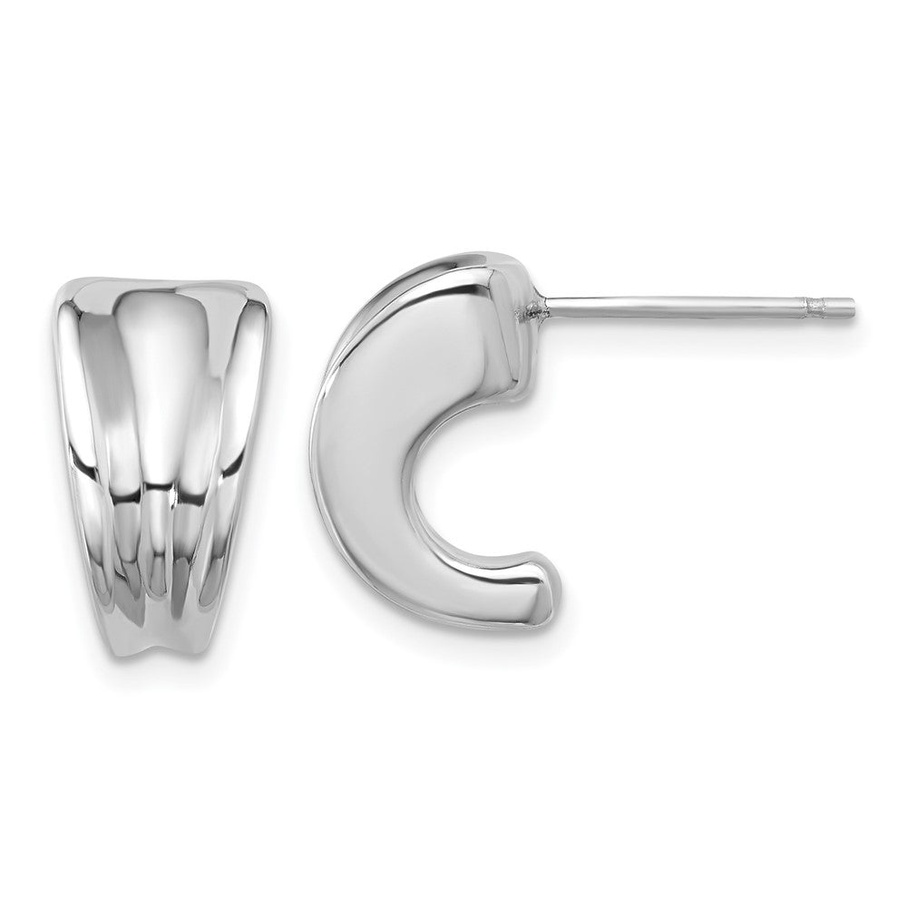 Sterling Silver Rhodium-Plated Polished Graduating J-Hoop Post Earrings