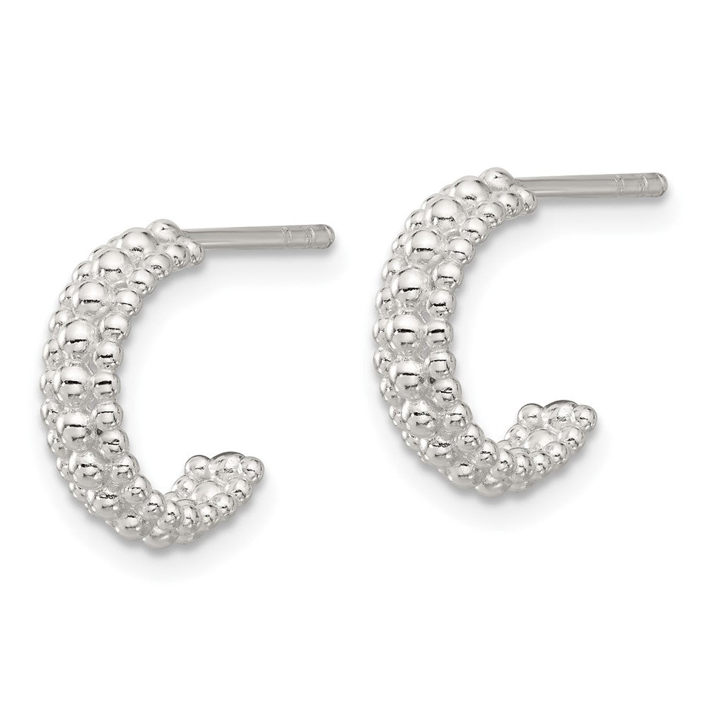 Sterling Silver E-Coated Beaded C-Hoop Earrings