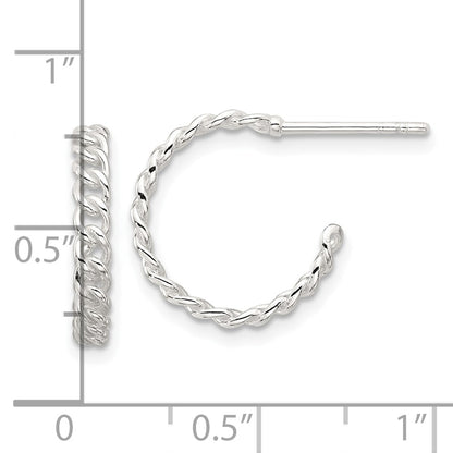 Sterling Silver E-Coated Curb Link C-Hoop Earrings