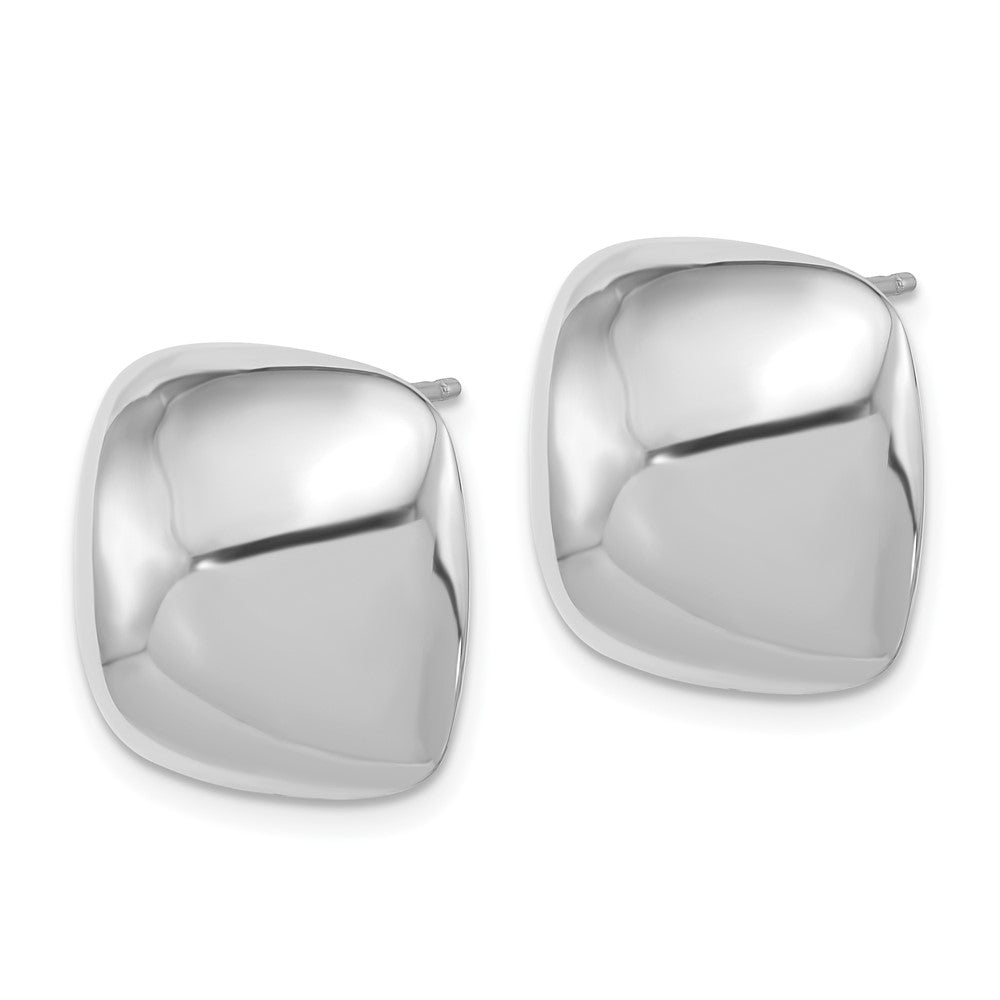 Sterling Silver Rhodium-Plated Polished Square Post Earrings