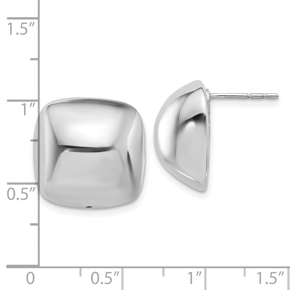 Sterling Silver Rhodium-Plated Polished Square Post Earrings