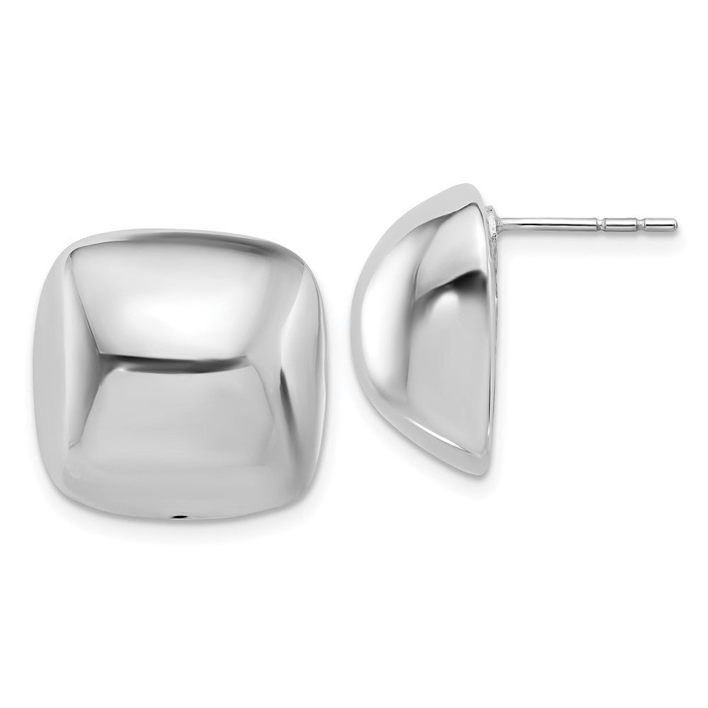 Sterling Silver Rhodium-Plated Polished Square Post Earrings