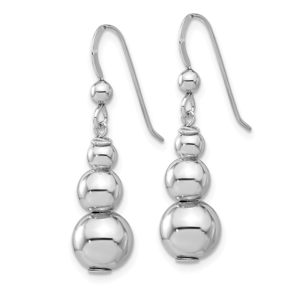 Sterling Silver Rhodium-Plated Graduated Beads Dangle Earrings