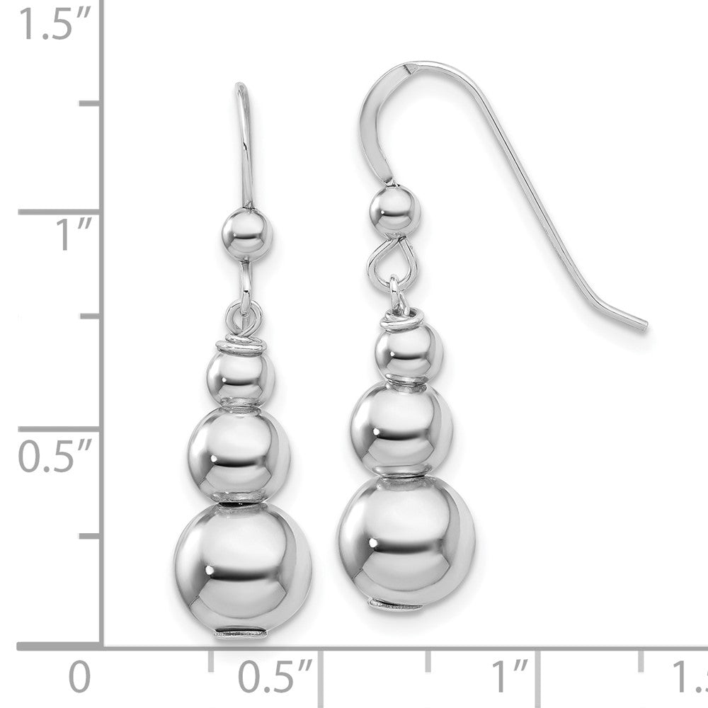 Sterling Silver Rhodium-Plated Graduated Beads Dangle Earrings