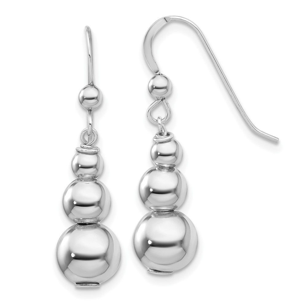 Sterling Silver Rhodium-Plated Graduated Beads Dangle Earrings