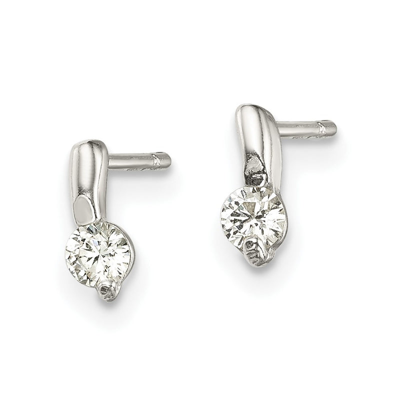 Sterling Silver Polished Cz Post Earrings
