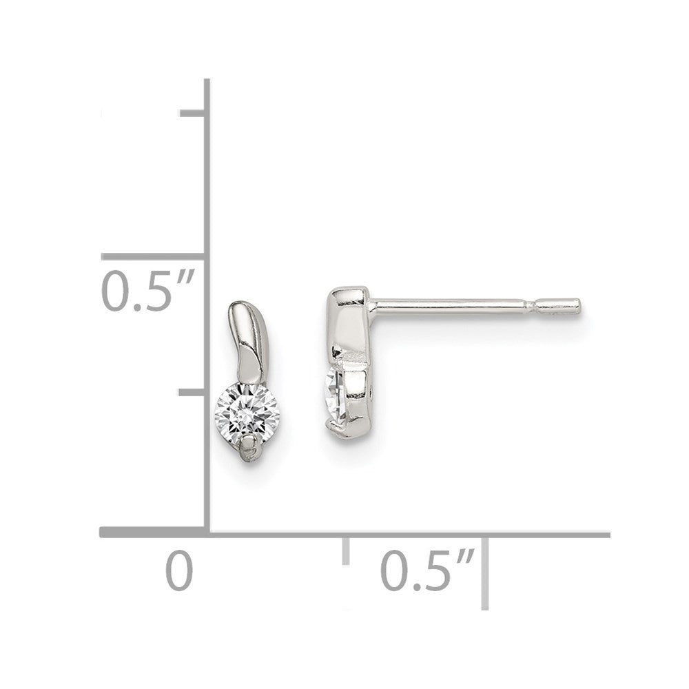 Sterling Silver Polished Cz Post Earrings