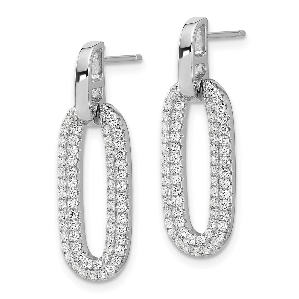 Sterling Silver Rhodium-Plated Micro Pave CZ Post Dangle Earrings