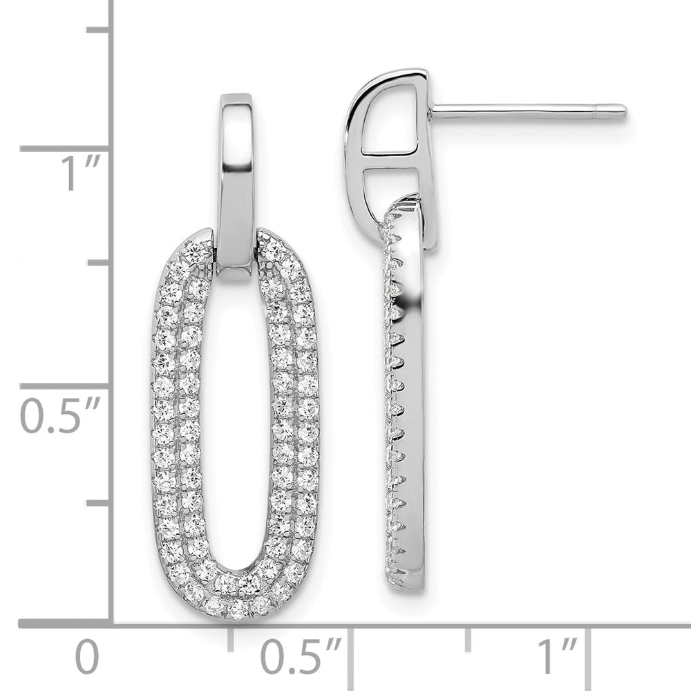 Sterling Silver Rhodium-Plated Micro Pave CZ Post Dangle Earrings