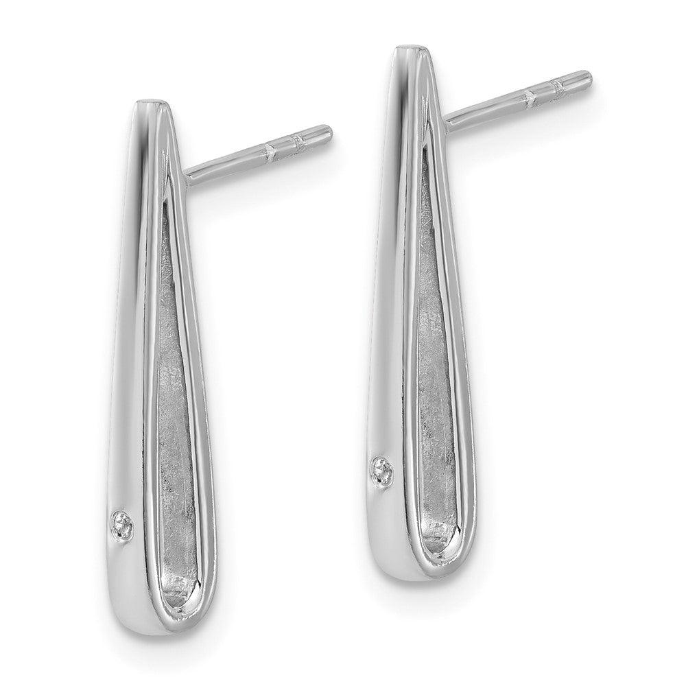 Sterling Silver Rhodium-Plated Polished CZ Teardrop Post Earrings