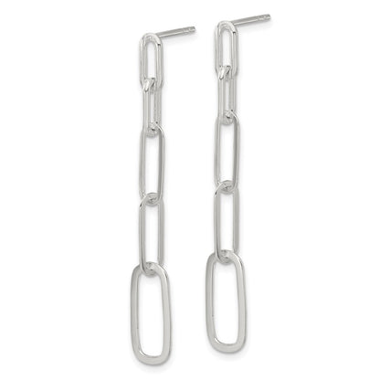Sterling Silver E-Coated Paperclip Link Post Dangle Earrings
