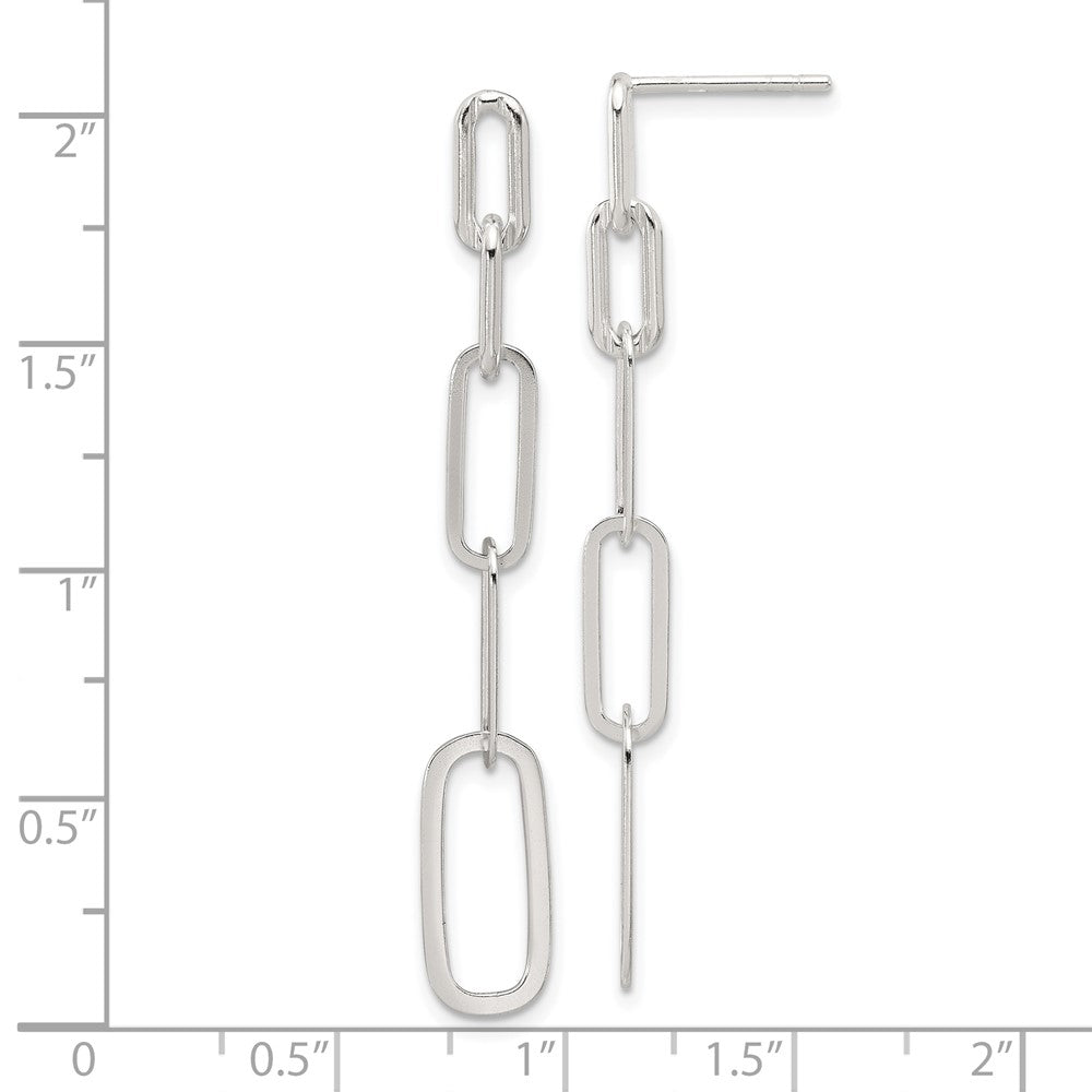 Sterling Silver E-Coated Paperclip Link Post Dangle Earrings