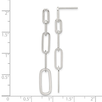 Sterling Silver E-Coated Paperclip Link Post Dangle Earrings