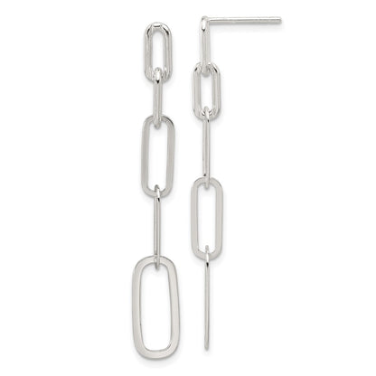 Sterling Silver E-Coated Paperclip Link Post Dangle Earrings
