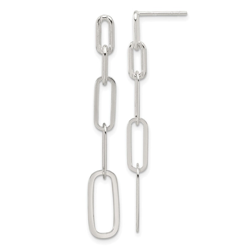 Sterling Silver E-Coated Paperclip Link Post Dangle Earrings