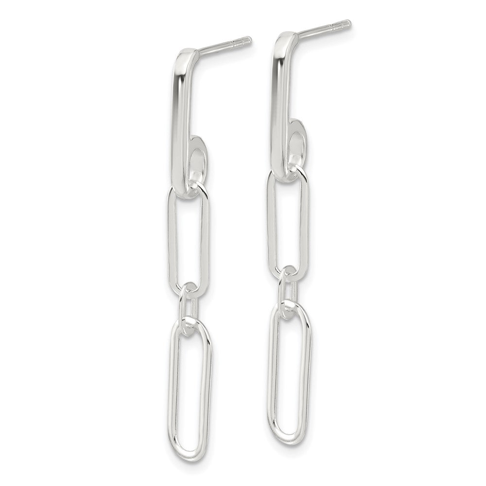 Sterling Silver E-Coated Paperclip Link Post Dangle Earrings