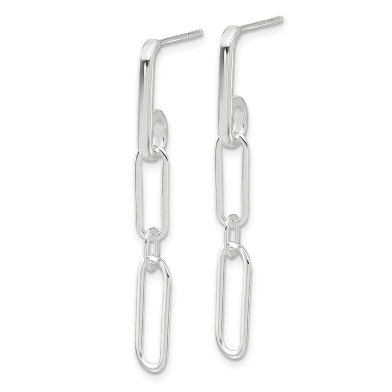 Sterling Silver E-Coated Paperclip Link Post Dangle Earrings