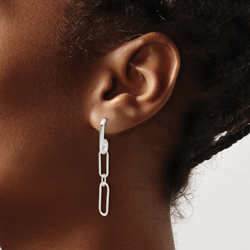 Sterling Silver E-Coated Paperclip Link Post Dangle Earrings
