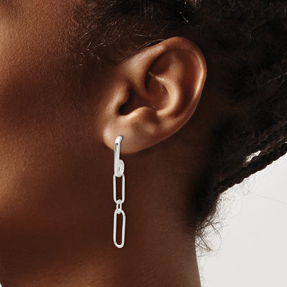 Sterling Silver E-Coated Paperclip Link Post Dangle Earrings