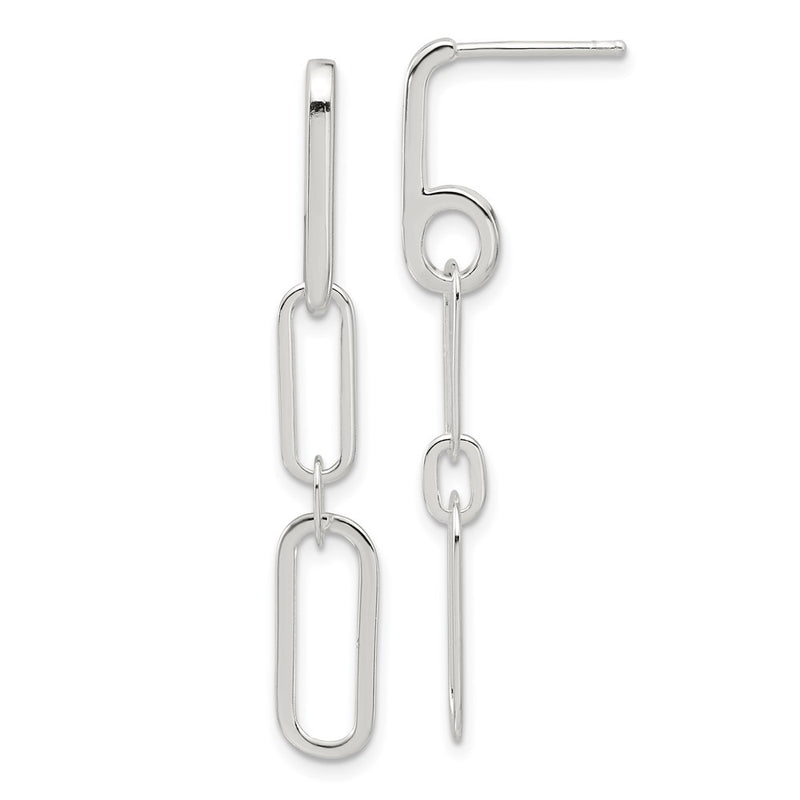 Sterling Silver E-Coated Paperclip Link Post Dangle Earrings