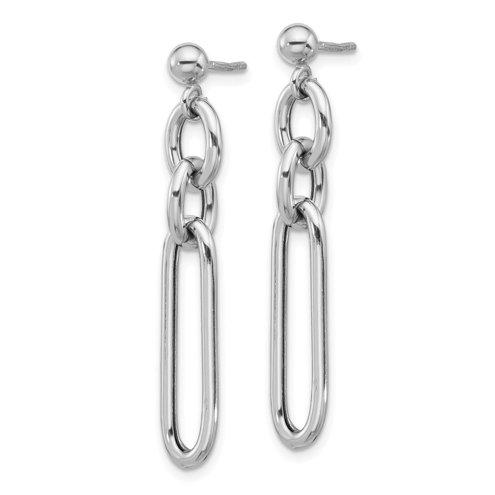Sterling Silver Rhodium-Plated Paperclip Dangle Post Earrings