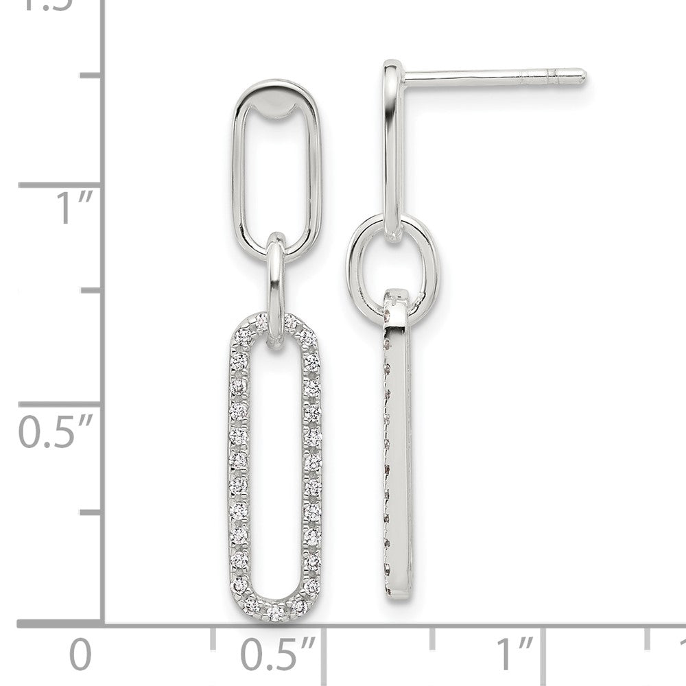 Sterling Silver E-Coated CZ Post Dangle Earrings