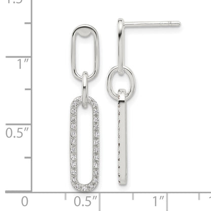 Sterling Silver E-Coated CZ Post Dangle Earrings