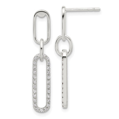 Sterling Silver E-Coated CZ Post Dangle Earrings