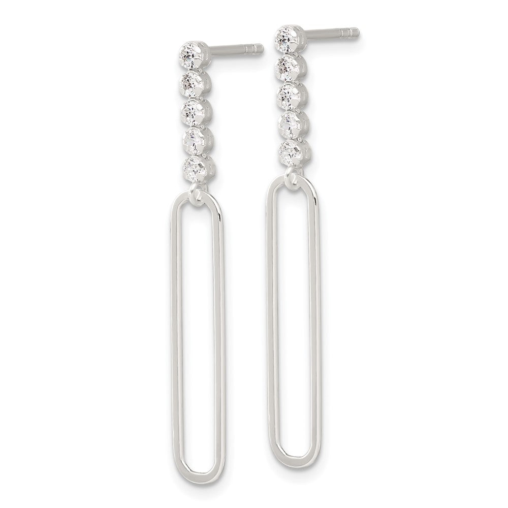Sterling Silver E-Coated CZ Post Dangle Earrings