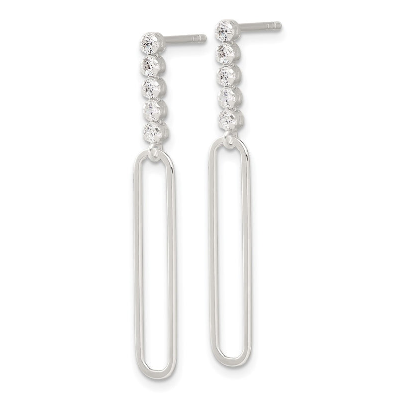 Sterling Silver E-Coated CZ Post Dangle Earrings