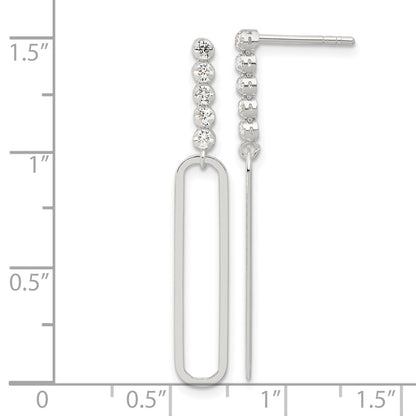 Sterling Silver E-Coated CZ Post Dangle Earrings