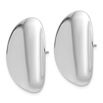 Sterling Silver Rhodium-Plated Polished Concave Disc Post Earrings
