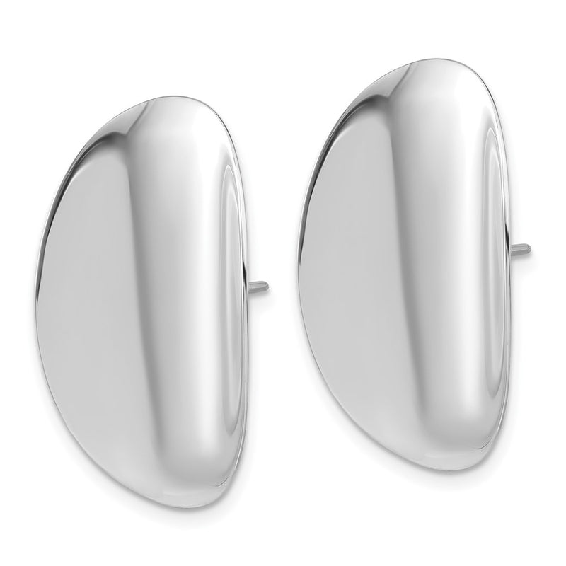 Sterling Silver Rhodium-Plated Polished Concave Disc Post Earrings