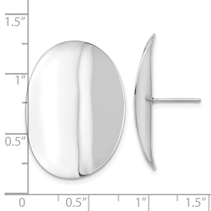 Sterling Silver Rhodium-Plated Polished Concave Disc Post Earrings