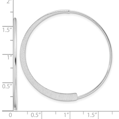 Sterling Silver Rhodium-Plated Brushed/textured Threader Hoop Earrings