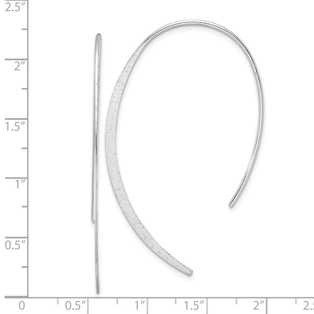 Sterling Silver Rhodium-Plated Brushed and Lasered Threader Earrings